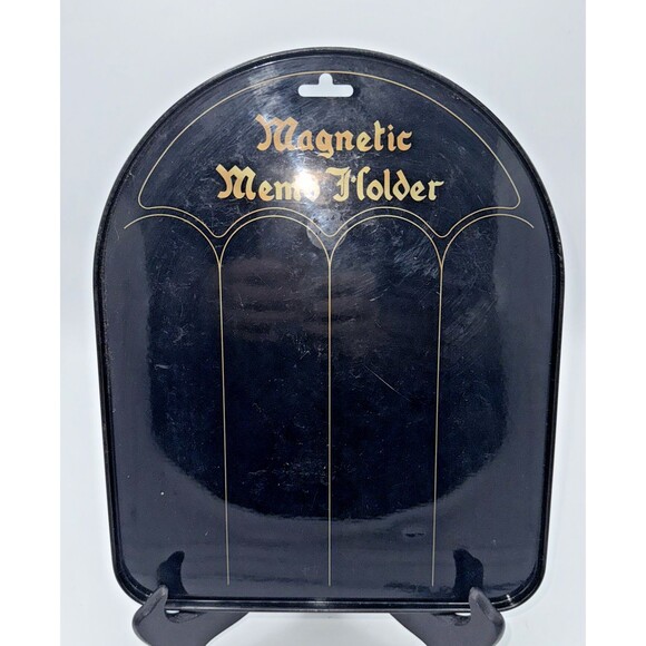 Vintage Magnetic Memo Holder/Board With Cat & Angel Magnets 11”x 9” Black/Gold - Picture 11 of 12